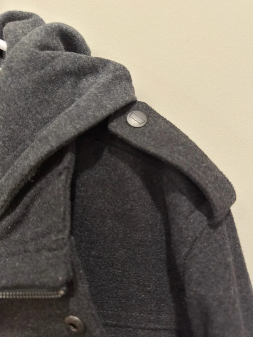 Levi’s Mens Wool Blend Quilted Lined Hooded Military Field Jacket Charcoal Large
